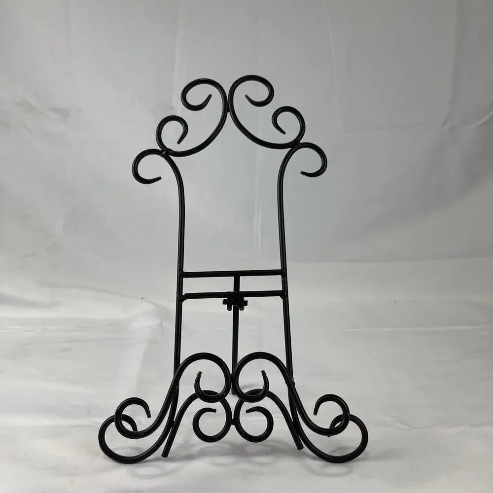 Wrought Iron Book Holder Rack Easel Bible Cookbook Art Display Black Metal